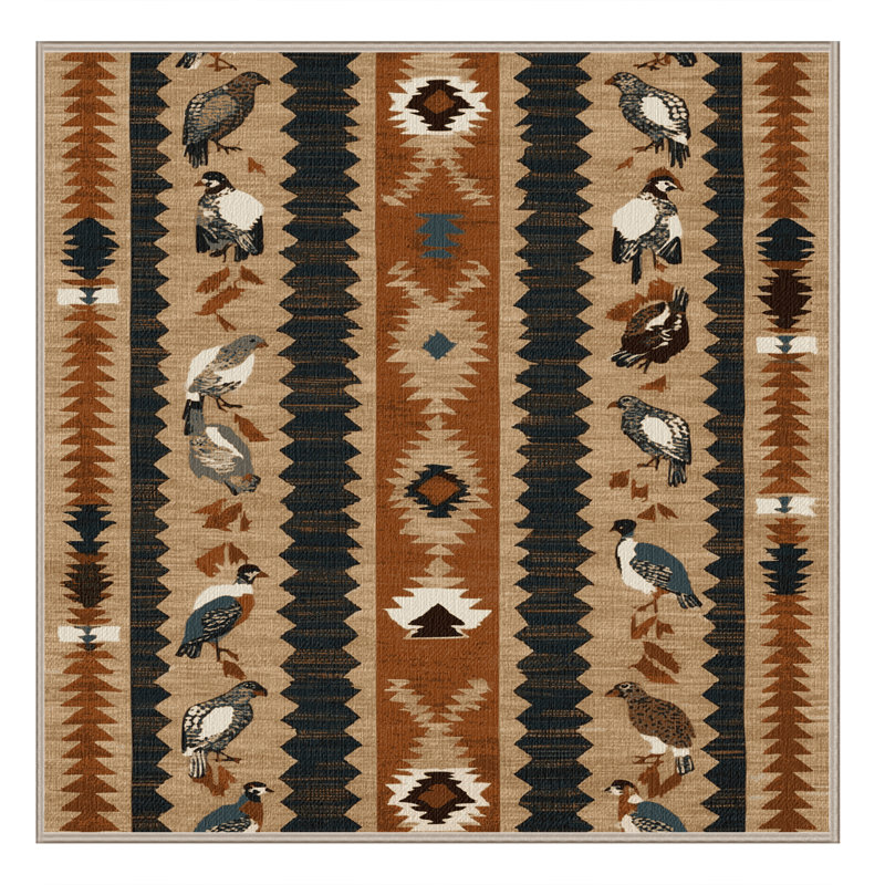 Tapis lavable caille sud-ouest, Carré 3 pi x 3 pi