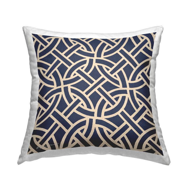 Coussin bleu à motif de cercles liés par Stephanie Workman Marrott