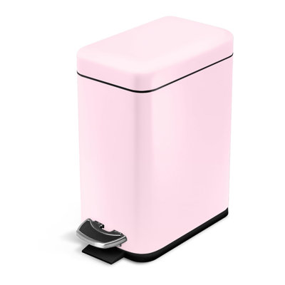 1.3 Gallon Small Bathroom Trash Can with Lid and Step Pedal