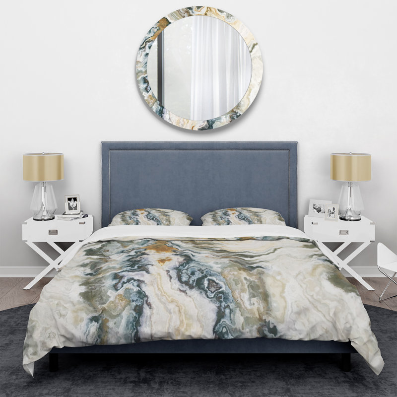 Ensemble de housse de couette abstrait - Composition de détails onyx Designart