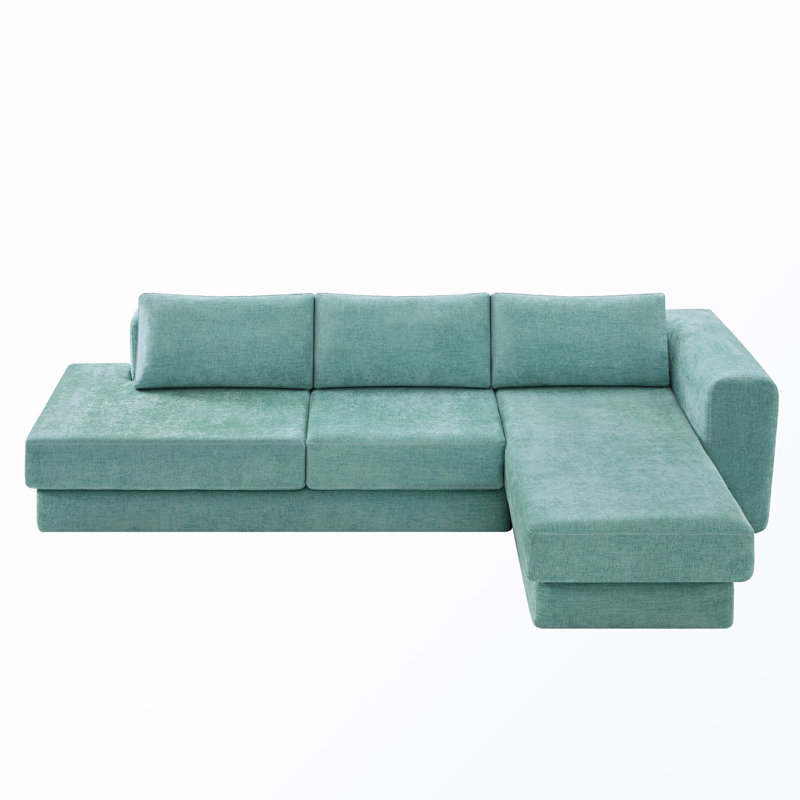 Canapé modulaire en L avec coussins doubles, Teal Chenille