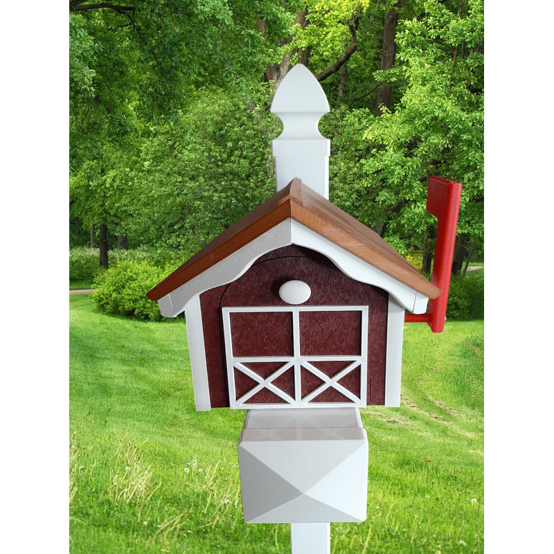 Boîte aux lettres Amish, fabriquée à la main, boîte aux lettres de style grange, Rouge cèdre