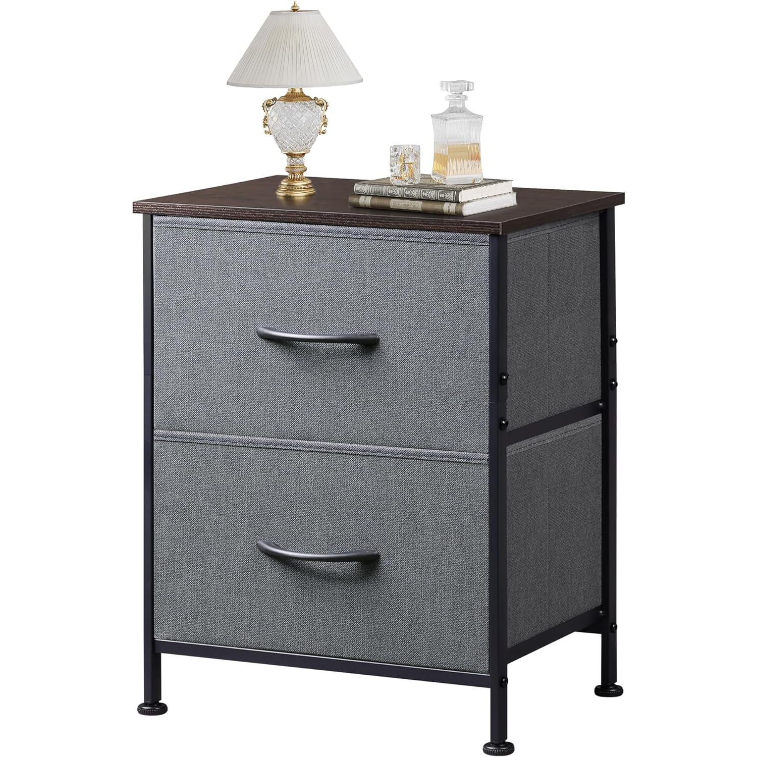 Commode En Tissu 2 Tiroirs + 2 étagères Ouvertes – Meuble De Rangement Chambre (multicolore)