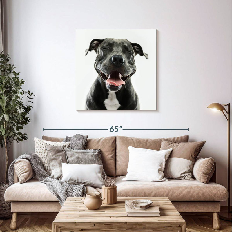 Brampt Smiling Black Pitbull, 36" H x 36" W