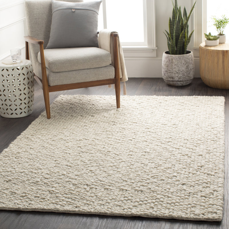Tapis crème en laine tissé à la main Barden, Rectangle 8 pi x 10 pi