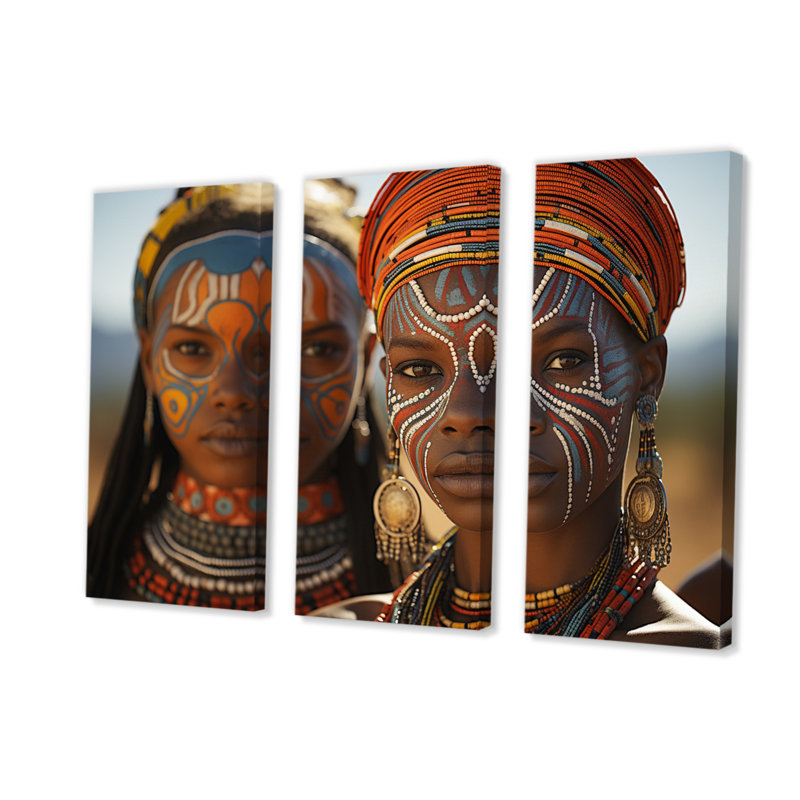 Tribus d'Afrique Ndebele South - ensemble d'art mural sur toile Tribes d'Afrique, H 40 po x l 60 po x P 1 po