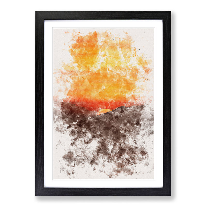 Orange Sunset - Picture Frame Painting Print, Black Framed, 45cm H x 33cm W x 2cm D