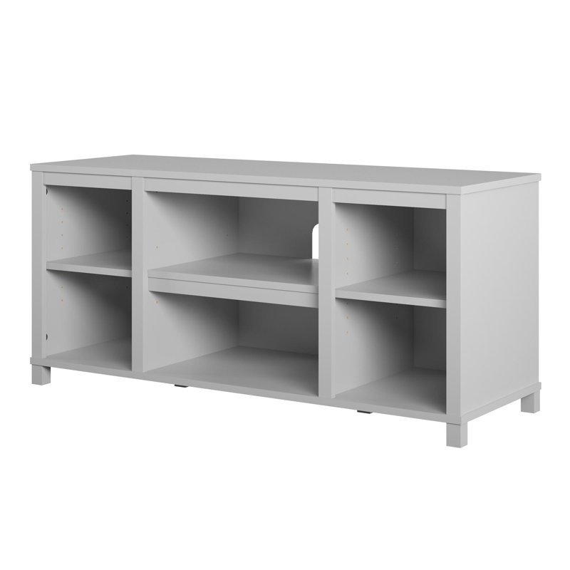 Dove Gray 6-Shelf TV Stand with Cabinet for 50" TVs