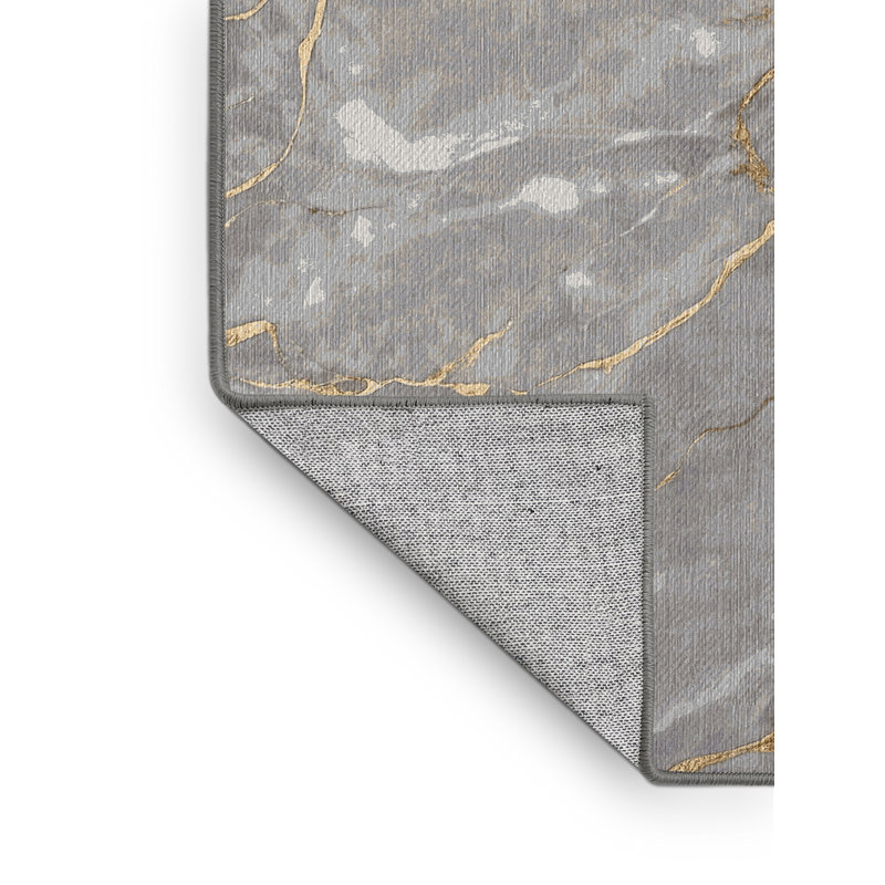 Machine Washable Gray Area Rug, Rectangle 7' x 9'