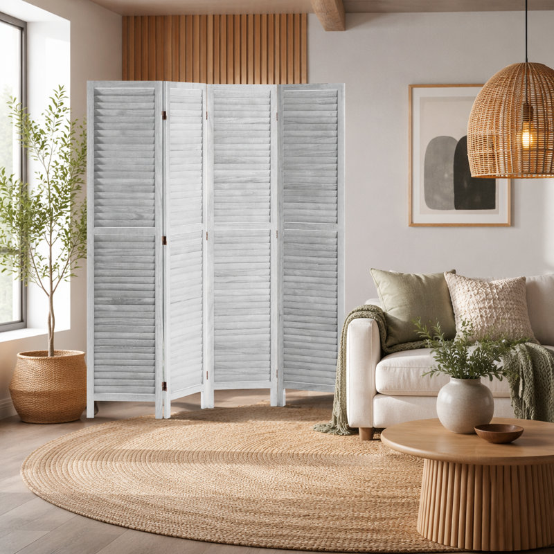 Paravent en bois, écran d'intimité pliable à 4 panneaux, 66,9 pouces de hauteur, portable et élégant pour la maison et le bureau