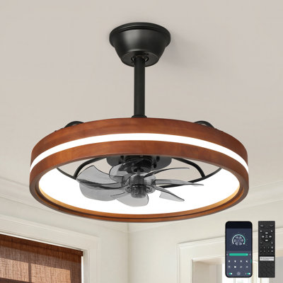 Ventilateur de plafond de 50 cm avec lumière, application et télécommande, DEL à intensité variable pour chambre ou salon