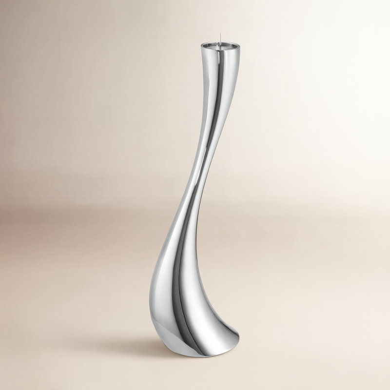 Cobra Stainless Steel Floor Candlestick, 23.62" H x 3.86" W x 3.86" D, Silver