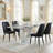 Avdain 63" Modern American Rectangular Faux Marble Top Dining Table with U-shaped Pedestal Base-2060811574