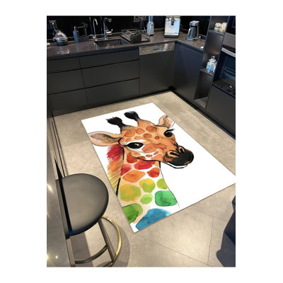 Giraffe Creative Modern Decorative Machine Washable Area Rug