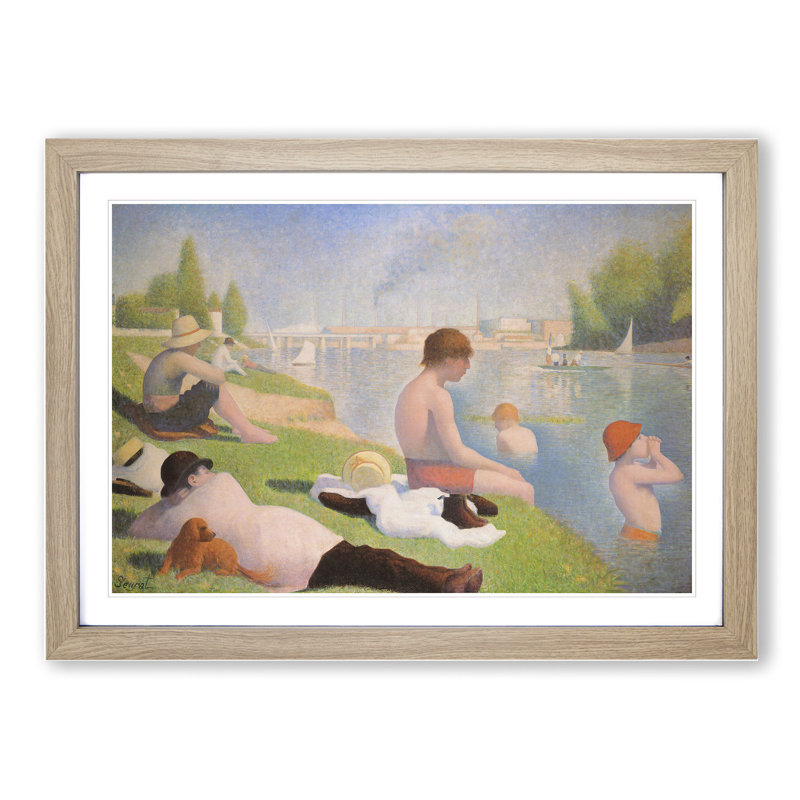 Bathers by Georges Seurat - Picture Frame Painting, Oak Framed, 48cm H x 65cm W x 2cm D