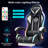 Hoffree Reclining Ergonomic PC & Racing Game Chair with LED Lights & Massage Lumbar Pillow-69741797