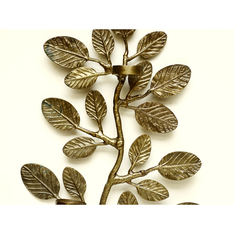 Decorative Brass Tree Candle Holder Sculpture, Tree of Life Accent for Living Room & Entryway Décor