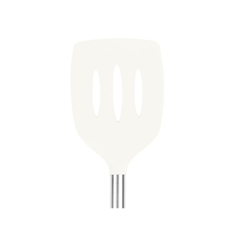 Silicone Slotted Turner - Light Aqua, White