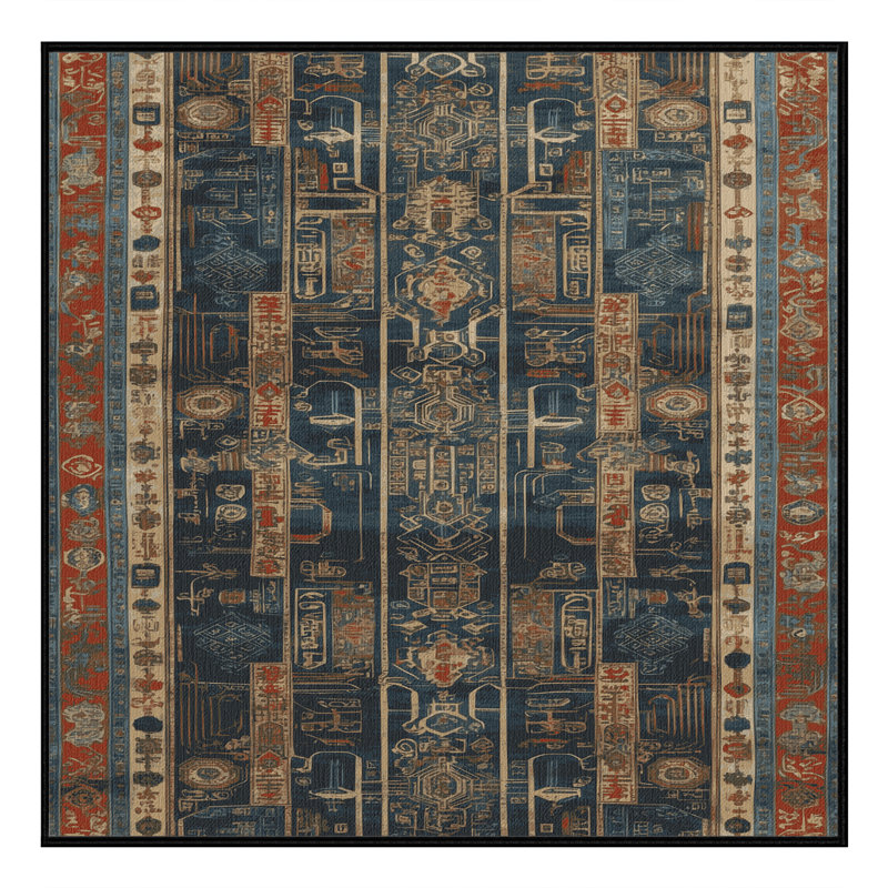 Tapis art déco brun lavable à la machine, Carré 4 pi