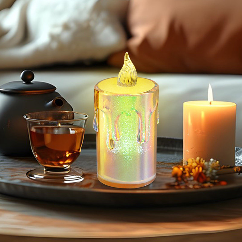 Simulation de Noël à DEL, bougie de couleur, veilleuse, décoration de chambre à coucher, lampe de chevet, accessoires de présentation Qixi