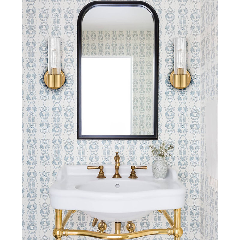Applique murale moderne en laiton pour salle de bain avec verre craquelé