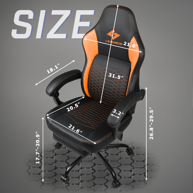 BOSSIN Ergonomic Game Chair with Footrest and Lumbar Support, Orange