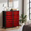 Commode 4 tiroirs pour chambre à coucher, commode étroite, plateau en bois et structure en fer 18 "x 37,5" - (H x H) - avec impression en bois rouge