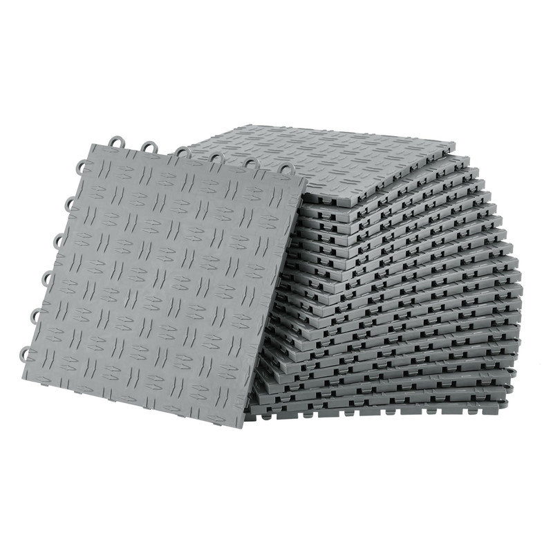 Paquet de 50 tuiles de revêtement de sol pour garage emboîtables 12 po x 12 po, capacité de charge lourde de 5500 lb, double texture antidérapante pour garage, atelier de réparation, sous-sol