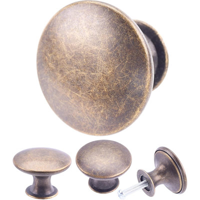 Paquet de 10 boutons d'armoire - Poignées de tiroir rondes en alliage d'aluminium avec vis pour quincaillerie de porte de salle de bain