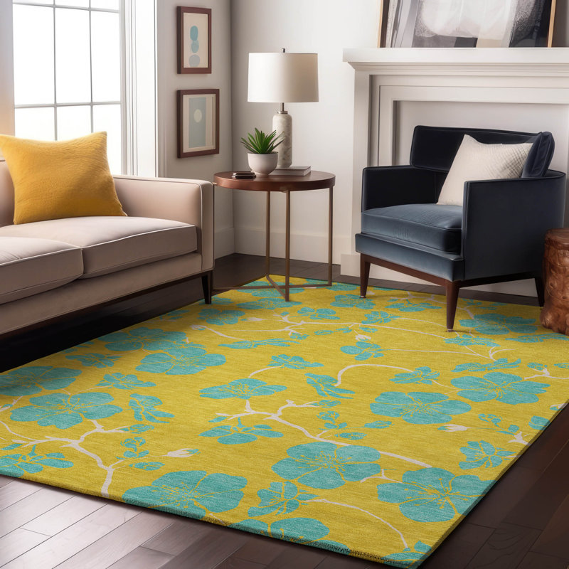 Tapis floral Premium lavable à la machine Diskin AMF1034, Rectangle 5 pi x 7 pi 6 po