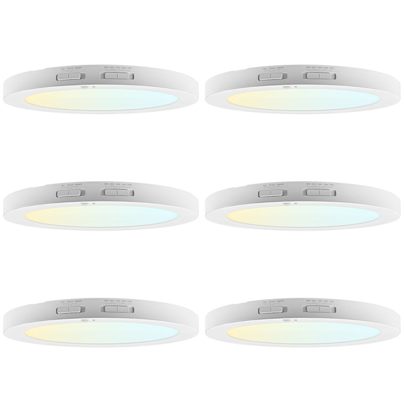  7-Inch LED Flush Mount Ceiling Light with Bi-Level Adjustable PIR Motion Sensor, 13W, 1100LM, 5CCT, Dimmable, CRI90, Title 24, ETL 6 Pack