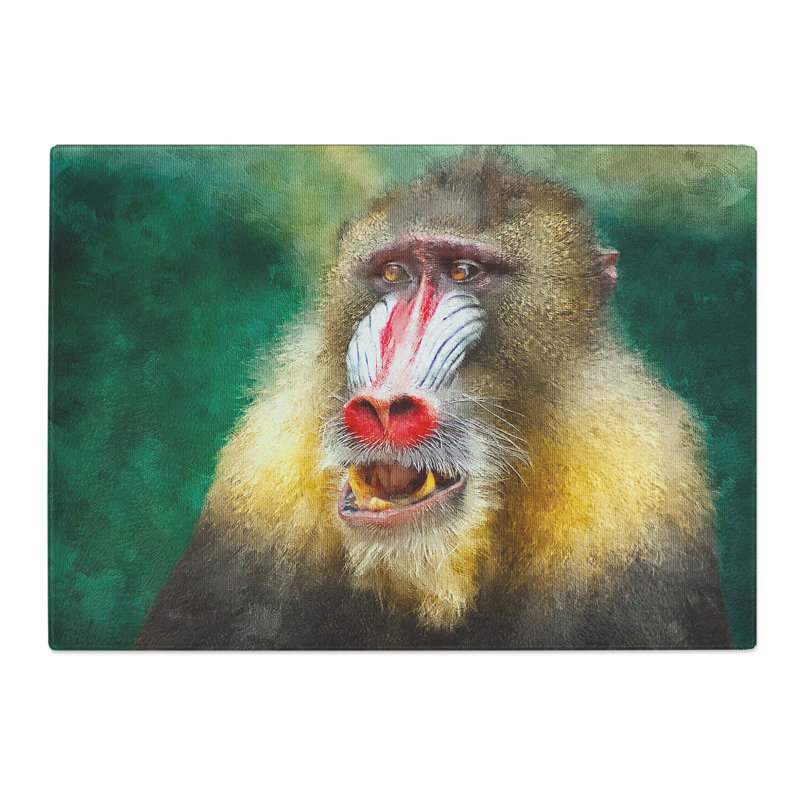 Mandrill Baboon Monkey Painting Chopping Board, 0.4cm H x 20cm W x 28.5cm L
