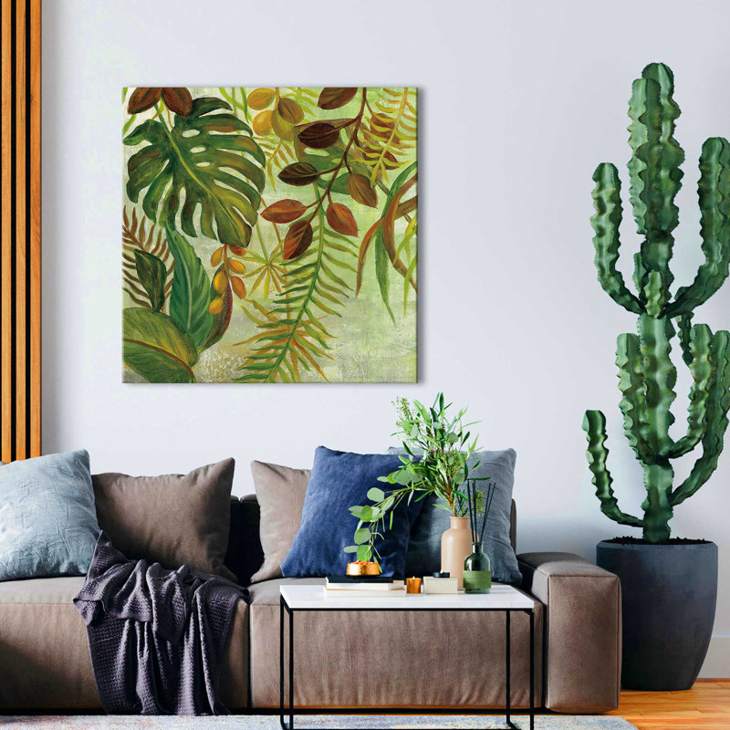 «Tropical Greenery I» par Silvia Vassileva, Toile tendue, H 18 po x l 18 po x P 1 po
