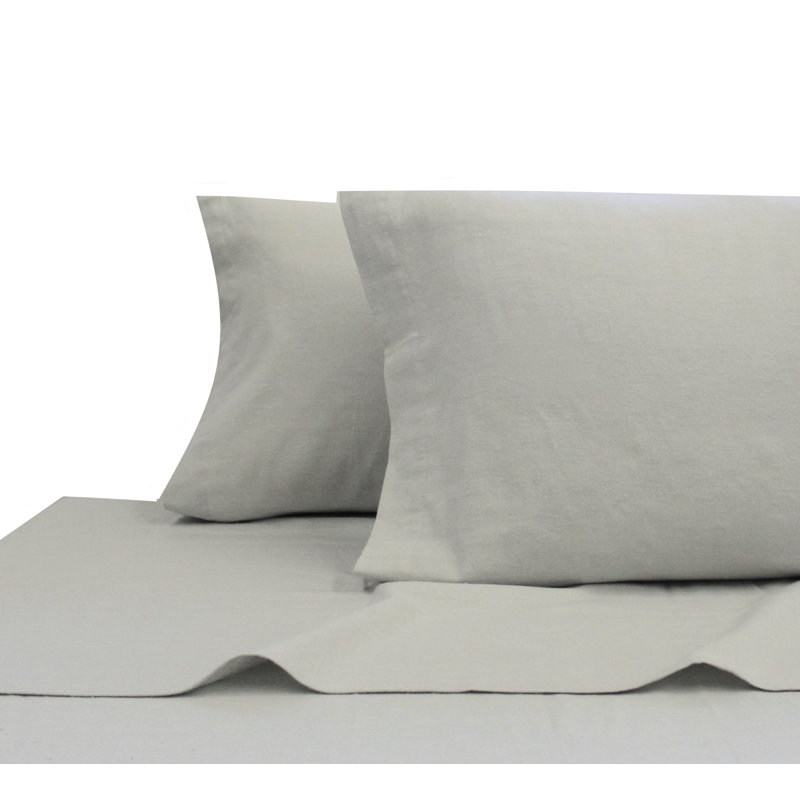 100% Cotton Standard Sheet Set, King Sheet Set + Fitted Sheet + 2 Pillowcases, Light Gray