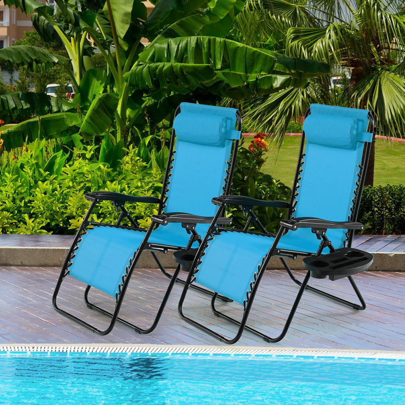 Chaise longue inclinable à gravité zéro Romero, Bleu, 2