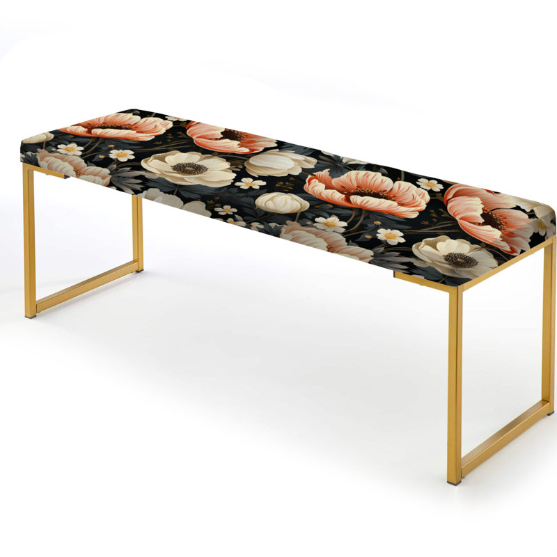 Banc rembourré or, Vintage Classic Peach Floral Paradise