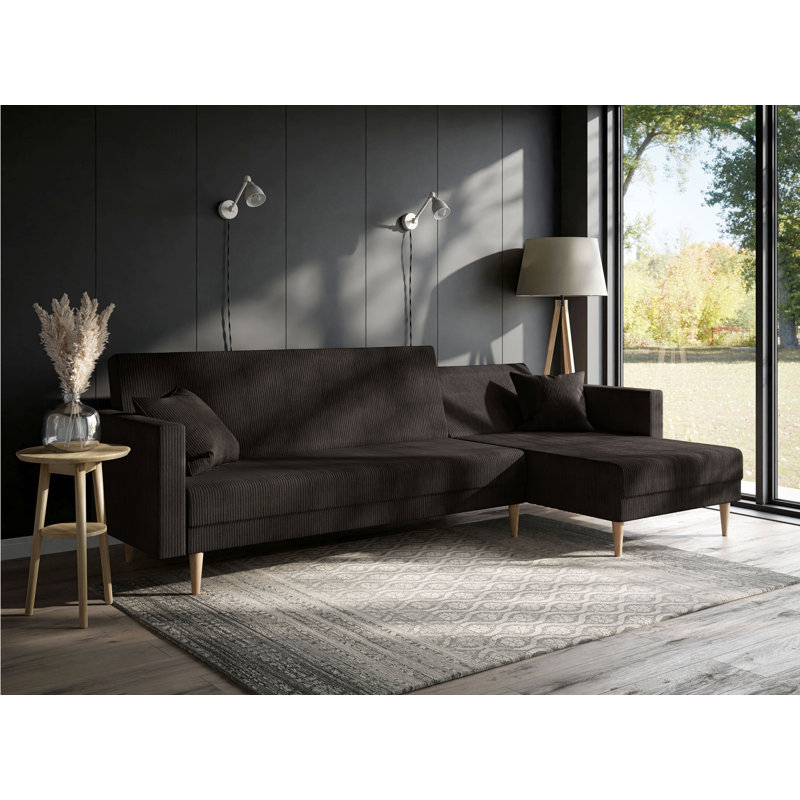 Ecksofa Ares mit Bettfunktion, Right Hand Facing, Brown, Beech