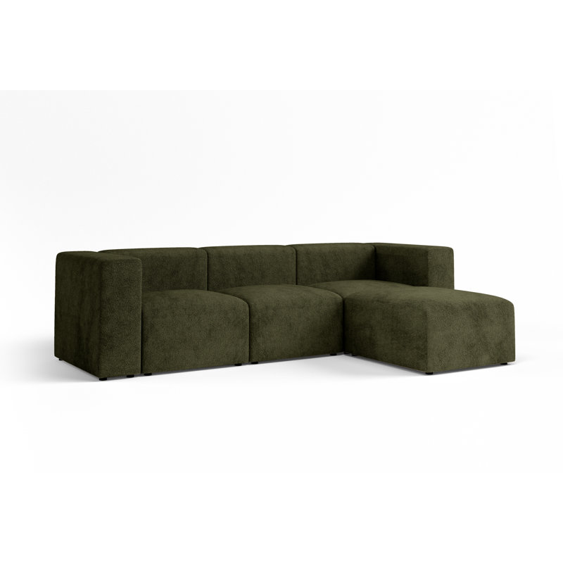 Adelfa 4 Seater Boucle Corner Sofa , Green Olive, Right Hand Facing