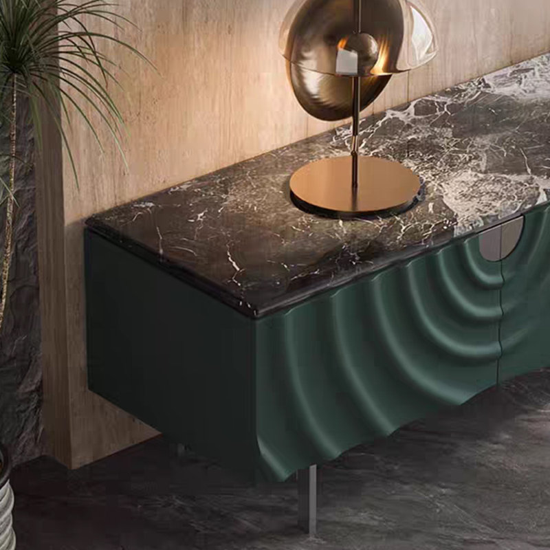 Meuble télé en marbre clair luxueux, H 17,71 po x L 94,48 po x l 15,74 po