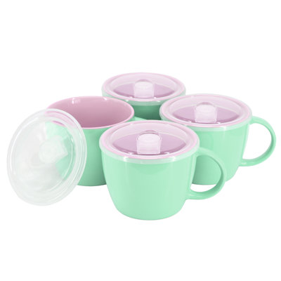 Ensemble de 4 tasses à soupe 25 oz avec couvercle en menthe Latitude Run® On The Go