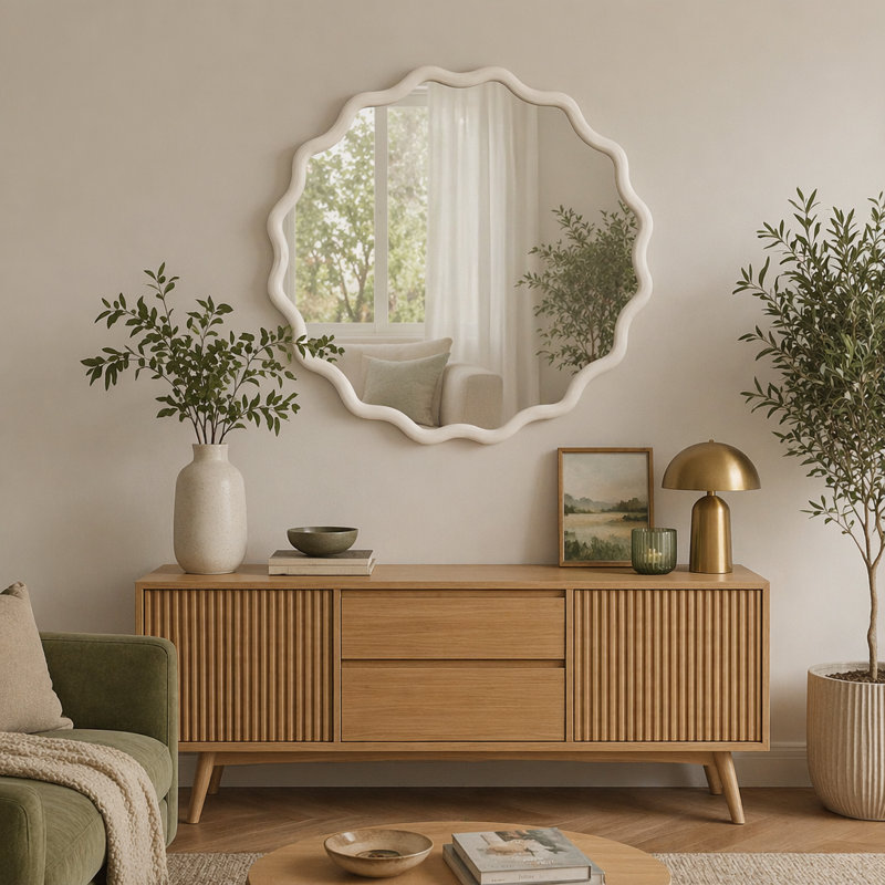 Miroir Wavy, L 36 po, Blanc