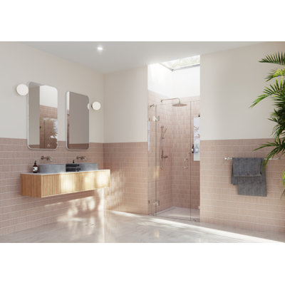Stellar 40 in. W x 78 in. H Fully Frameless 3 Panel Inline Glass Hinged Shower Enclosure