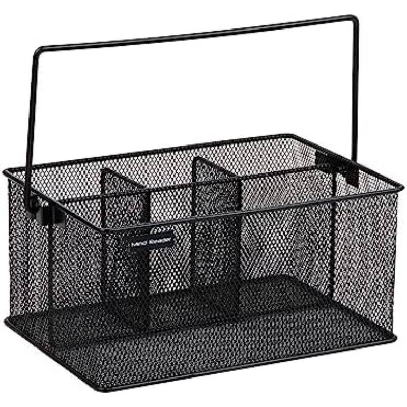 Porte-ustensiles, range-ustensiles, panier, porte-ustensiles, cuisine, treillis métallique, L 10 po x l 7 po x H 4,75 po, noir