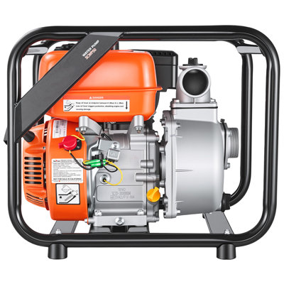 Gas-Powered Water Pump, 2-Inch, 142 GPM, 7HP Semi-Trash Pump with Portable Design, Gas Engine, 25 ft Discharge Hose, Durable Frame, Cast Iron Impeller for Irrigation, Ponds, and Pools