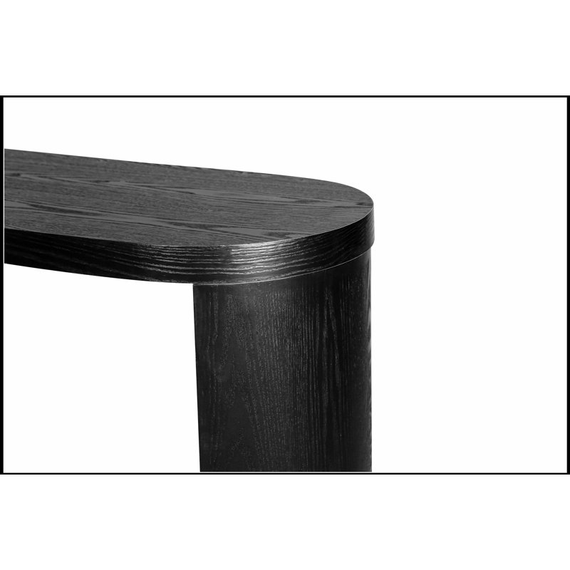 60 Inch Thick Top Entryway Table with Curved Legs, Versatile Mounting Options for Modern Decor, Black