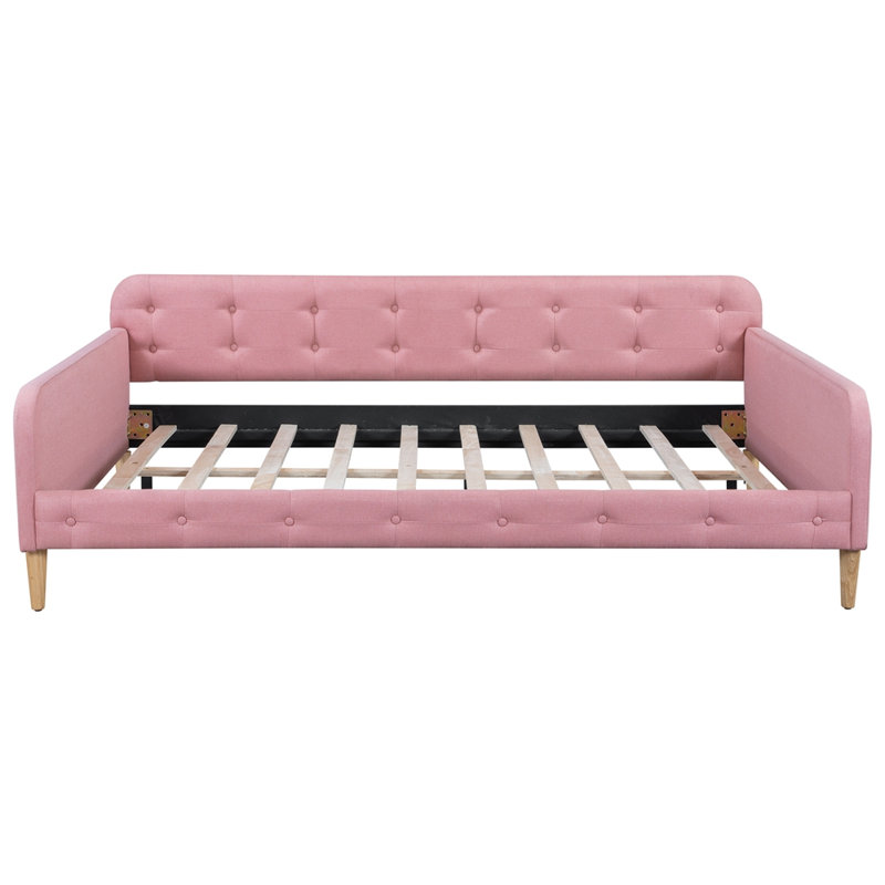 Upholstered Daybed with 4 Support Legs, Full / Double, Pink