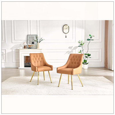 Chaise de salle à manger rembourrée en cuir avec dossier capitonné Diamond