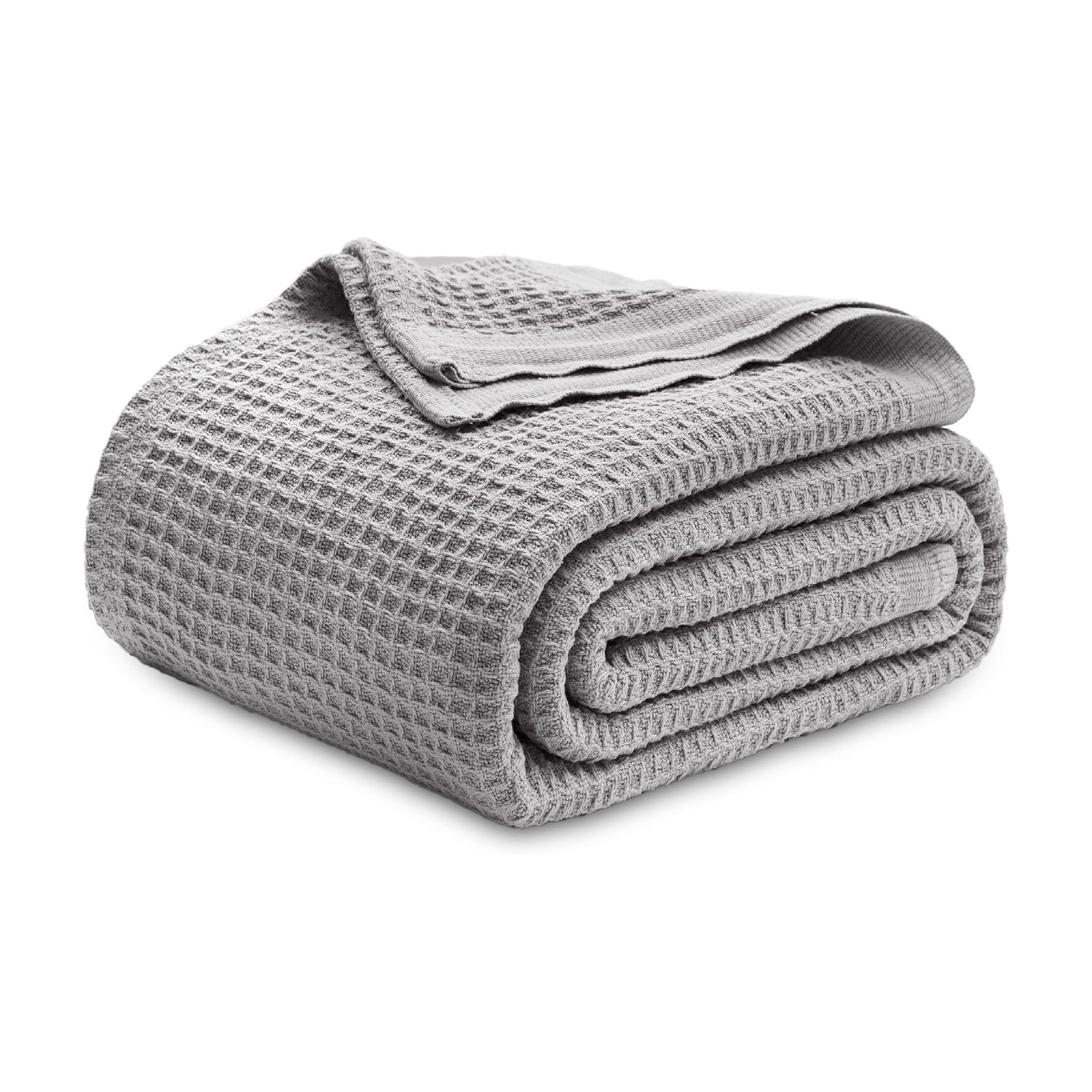 Bedsure Cotton Waffle Weave Throw Blanket, King, Light Gray