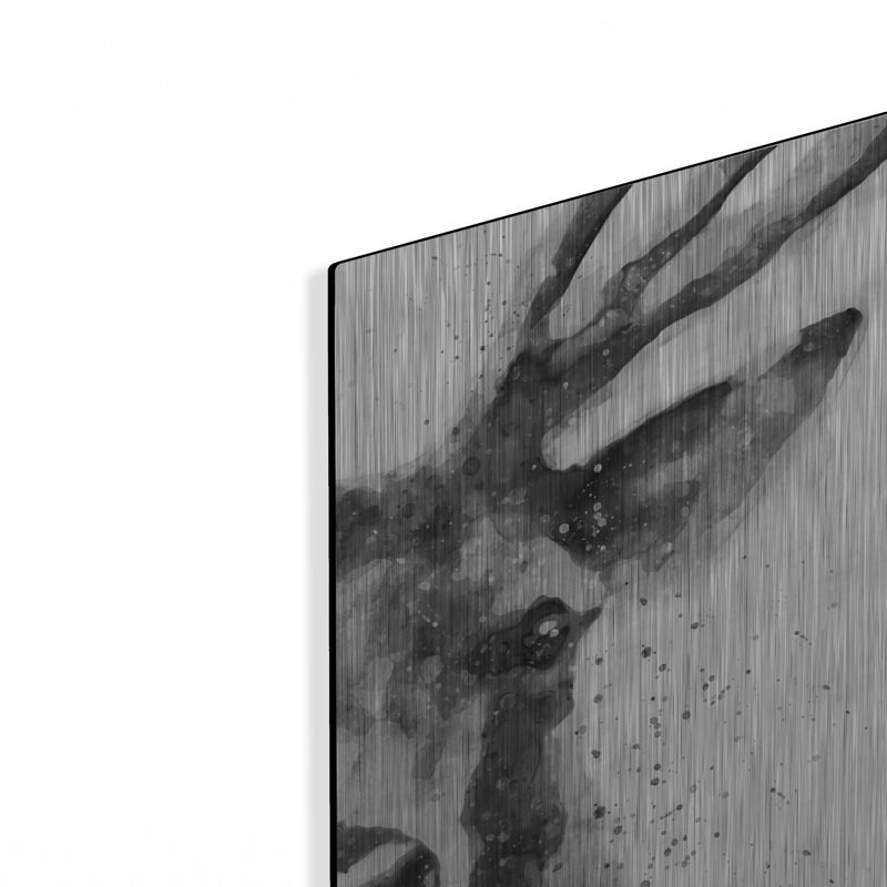 Art mural en métal Millwood Pines «Deer At Attention» par Brandon Wong