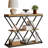 3-Tier Entryway Table with X-Shaped Metal Frame Hallway Table with Storage, Narrow Foyer Furniture Behind Sofa for Living Room, Brown-1389172280-1389172286-1389172285
